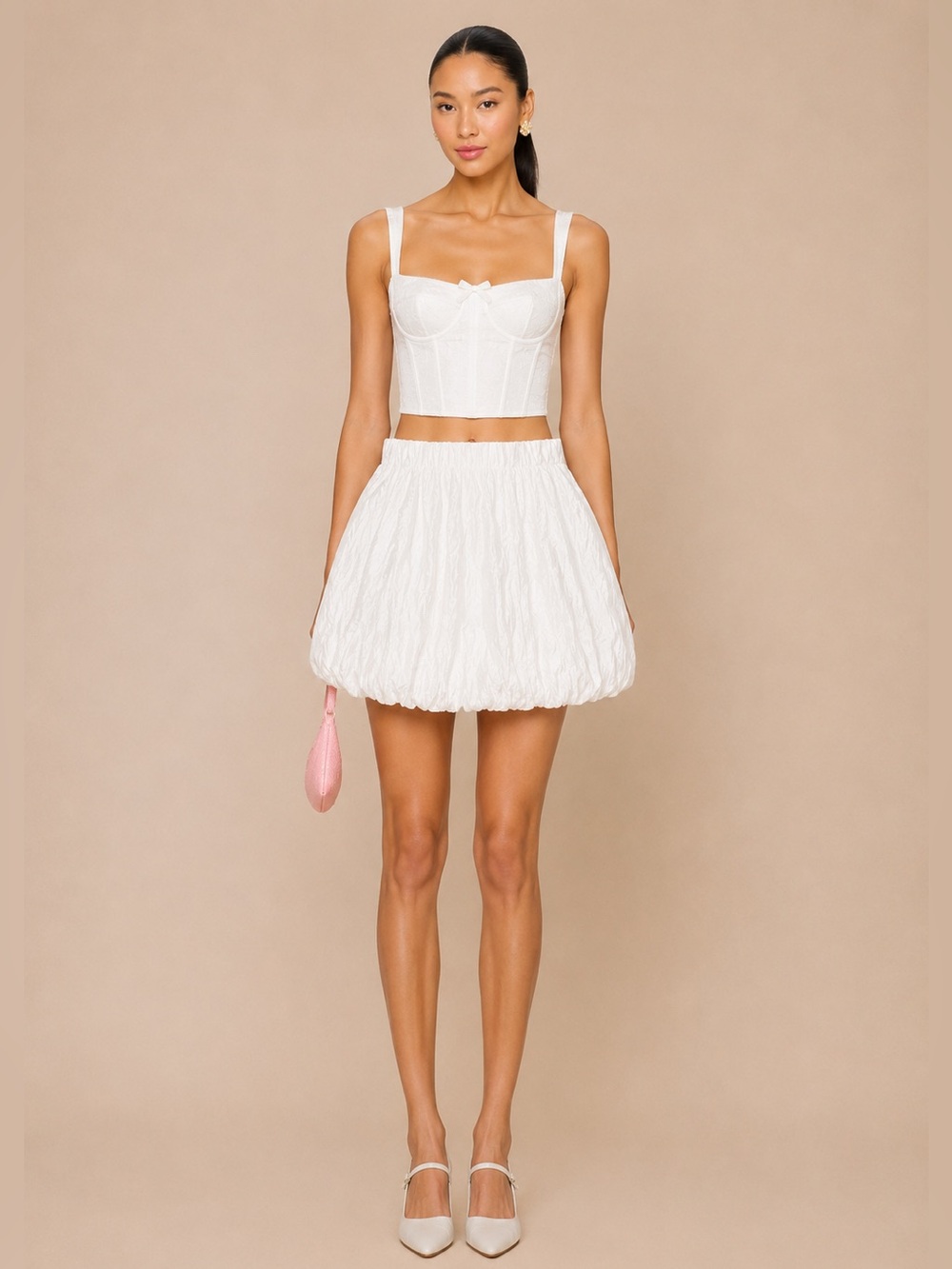 Lulus White Bubble-Hem A-Line women Skirt gorgeous ✨